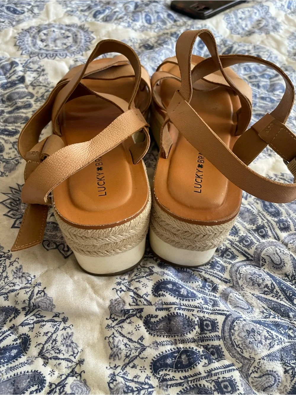 Lucky Brand Tan Strappy Wedge Sandals